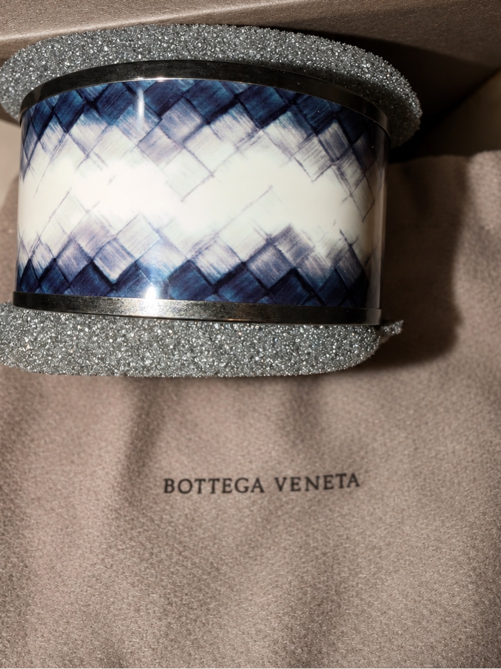Bottega Veneta Intrecciato Enamel Wide Bangle Bracelet | Made in Italy | Small